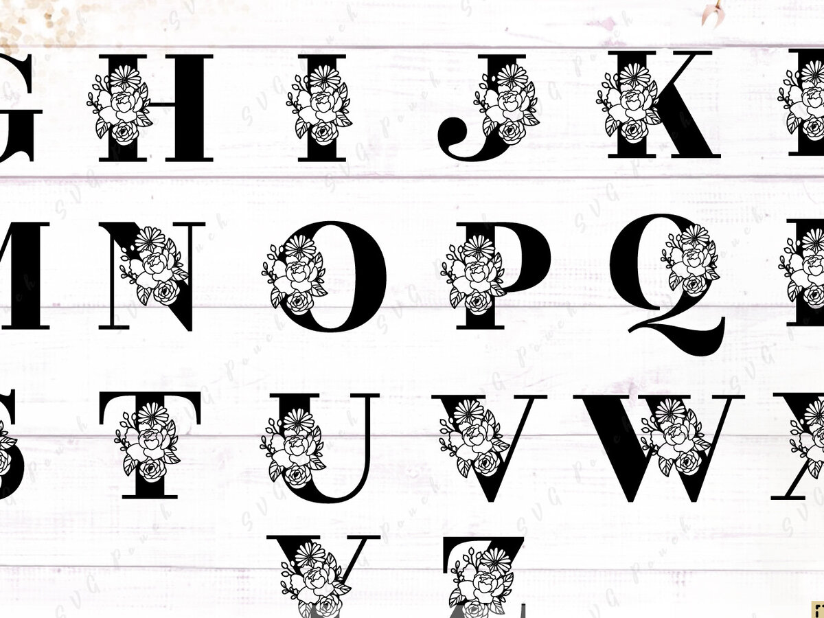 Intra απο ξύλο plywood  Χρώμα wenge 3mm-4mm πάχος - Πλήρες αλφάβητο Floral μονόγραμμα γράμματα Δίασταση 30x20 cm INTRAFABR-100787772