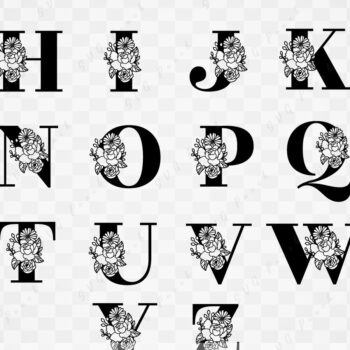 Intra απο ξύλο plywood  Χρώμα wenge 3mm-4mm πάχος - Πλήρες αλφάβητο Floral μονόγραμμα γράμματα Δίασταση 30x20 cm INTRAFABR-100787772 - Image 2