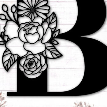 Intra απο ξύλο plywood  Χρώμα wenge 3mm-4mm πάχος - Πλήρες αλφάβητο Floral μονόγραμμα γράμματα Δίασταση 30x20 cm INTRAFABR-100787772 - Image 3