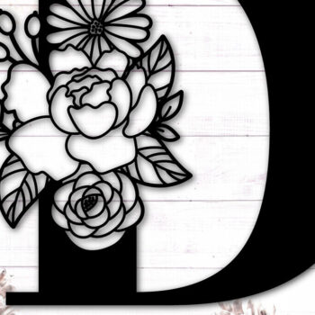 Intra απο ξύλο plywood  Χρώμα wenge 3mm-4mm πάχος - Πλήρες αλφάβητο Floral μονόγραμμα γράμματα Δίασταση 30x20 cm INTRAFABR-100787772 - Image 4