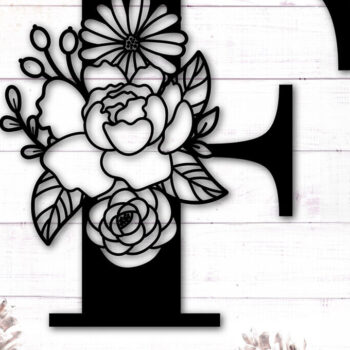 Intra απο ξύλο plywood  Χρώμα wenge 3mm-4mm πάχος - Πλήρες αλφάβητο Floral μονόγραμμα γράμματα Δίασταση 30x20 cm INTRAFABR-100787772 - Image 5