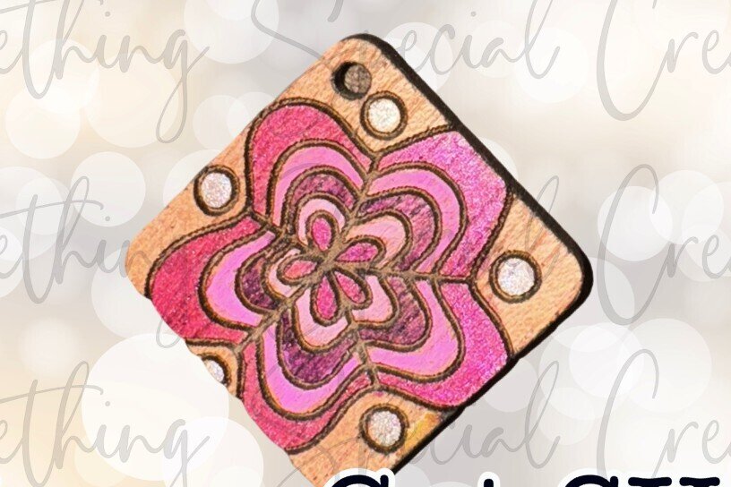 Intra απο ξύλο plywood  Χρώμα wenge 3mm-4mm πάχος - Funky Floral Σκουλαρίκια Laser Δίασταση 3x3 cm INTRAFABR-43098930