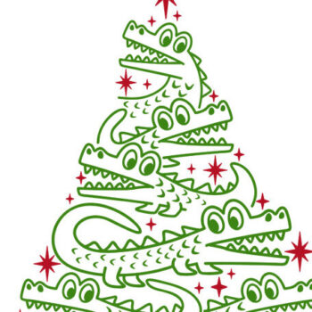 Intra απο ξύλο plywood  Χρώμα wenge 3mm-4mm πάχος - Αστεία σχέδια χριστουγεννιάτικων δέντρων αλιγάτορα Δίασταση 30x20 cm INTRAFABR-39966819 - Image 2