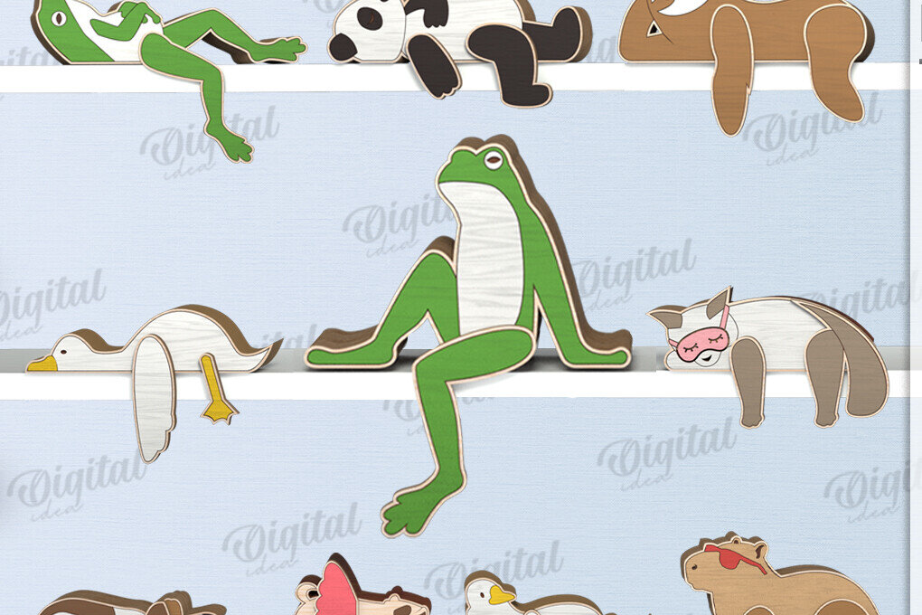 Intra απο ξύλο plywood  Χρώμα wenge 3mm-4mm πάχος - Αστεία Animal Shelf Sitters Bundle Laser Δίασταση 30x20 cm INTRAFABR-91366598