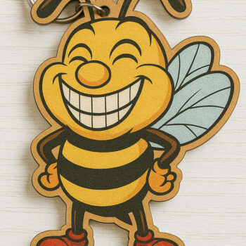 Intra απο ξύλο plywood  Χρώμα wenge 3mm-4mm πάχος - Αστεία δέσμη μπρελόκ μελισσών Δίασταση 4x4 cm INTRAFABR-118593180 - Image 3