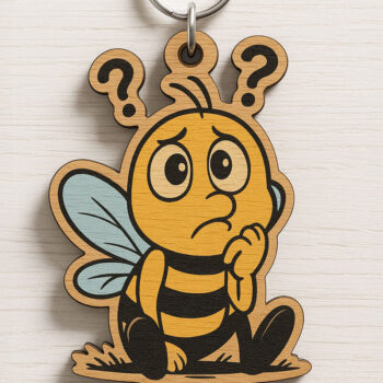 Intra απο ξύλο plywood  Χρώμα wenge 3mm-4mm πάχος - Αστεία δέσμη μπρελόκ μελισσών Δίασταση 4x4 cm INTRAFABR-118593180 - Image 5