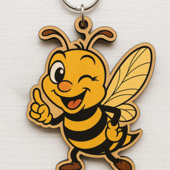 Intra απο ξύλο plywood  Χρώμα wenge 3mm-4mm πάχος - Αστεία δέσμη μπρελόκ μελισσών Δίασταση 4x4 cm INTRAFABR-118593180 - Image 6