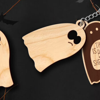 Intra απο ξύλο plywood  Χρώμα wenge 3mm-4mm πάχος - Αστεία μπρελόκ BOO Δίασταση 7x2 cm INTRAFABR-118886762 - Image 3