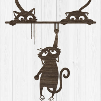 Intra απο ξύλο plywood  Χρώμα wenge 3mm-4mm πάχος - Αστεία τέχνη τοίχου γάτας Δίασταση 30x20 cm INTRAFABR-25392901 - Image 1