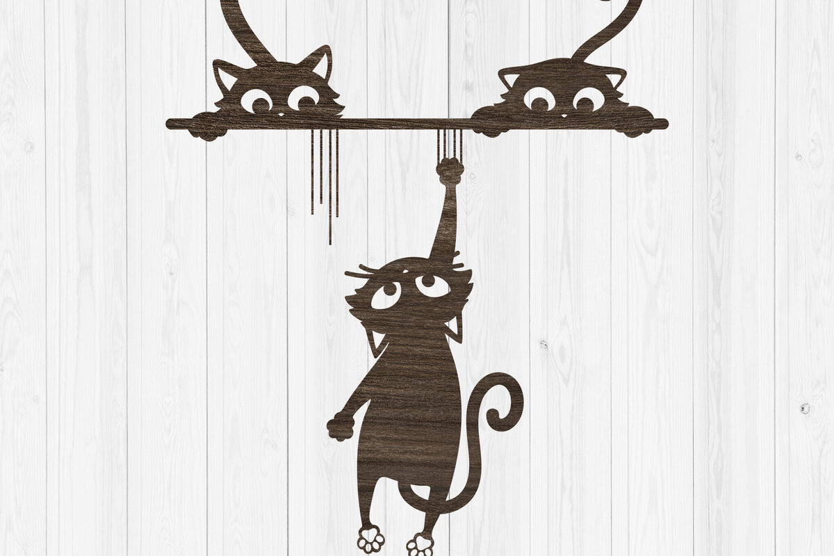 Intra απο ξύλο plywood  Χρώμα wenge 3mm-4mm πάχος - Αστεία τέχνη τοίχου γάτας Δίασταση 30x20 cm INTRAFABR-25392901