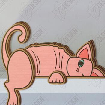 Intra απο ξύλο plywood  Χρώμα wenge 3mm-4mm πάχος - Funny Cats Shelf Sitters | CNC Δίασταση 20x20 cm INTRAFABR-38284746 - Image 1