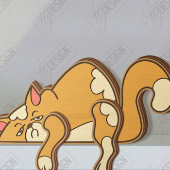 Intra απο ξύλο plywood  Χρώμα wenge 3mm-4mm πάχος - Funny Cats Shelf Sitters | CNC Δίασταση 20x20 cm INTRAFABR-107433694 - Image 1