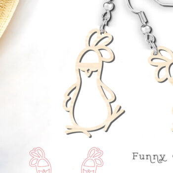 Intra απο ξύλο plywood  Χρώμα wenge 3mm-4mm πάχος - Αστεία σκουλαρίκια με λέιζερ Chicken Δίασταση 900x900 cm INTRAFABR-107433739 - Image 1