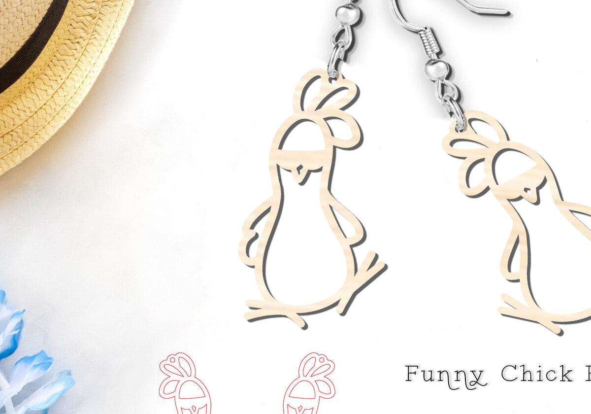 Intra απο ξύλο plywood  Χρώμα wenge 3mm-4mm πάχος - Αστεία σκουλαρίκια με λέιζερ Chicken Δίασταση 900x900 cm INTRAFABR-107433739