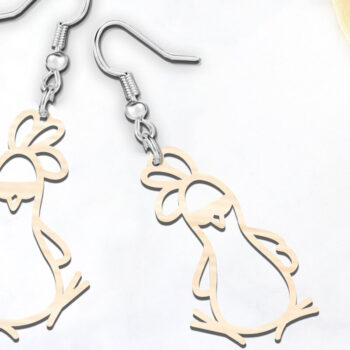 Intra απο ξύλο plywood  Χρώμα wenge 3mm-4mm πάχος - Αστεία σκουλαρίκια με λέιζερ Chicken Δίασταση 900x900 cm INTRAFABR-107433739 - Image 3