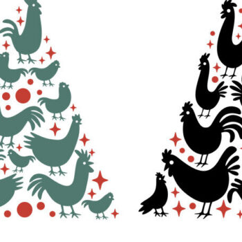 Intra απο ξύλο plywood  Χρώμα wenge 3mm-4mm πάχος - Αστεία κοτόπουλα σχέδια χριστουγεννιάτικων δέντρων Δίασταση 30x20 cm INTRAFABR-107433760 - Image 1