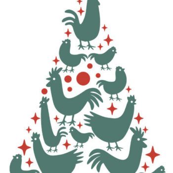 Intra απο ξύλο plywood  Χρώμα wenge 3mm-4mm πάχος - Αστεία κοτόπουλα σχέδια χριστουγεννιάτικων δέντρων Δίασταση 30x20 cm INTRAFABR-107433760 - Image 2