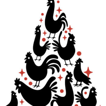 Intra απο ξύλο plywood  Χρώμα wenge 3mm-4mm πάχος - Αστεία κοτόπουλα σχέδια χριστουγεννιάτικων δέντρων Δίασταση 30x20 cm INTRAFABR-107433760 - Image 3