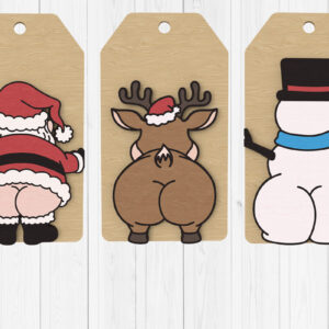 Intra απο ξύλο plywood  Χρώμα wenge 3mm-4mm πάχος - Αστεία χριστουγεννιάτικη δέσμη ετικετών γλουτών Δίασταση 30x20 cm INTRAFABR-107433802