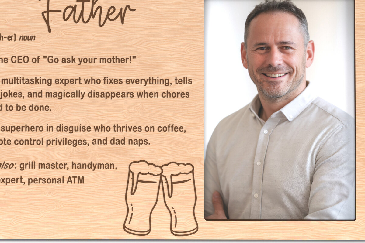 Intra απο ξύλο plywood  Χρώμα wenge 3mm-4mm πάχος - Funny Dad Definition Κορνίζα Δίασταση 20x25 cm INTRAFABR-25874096