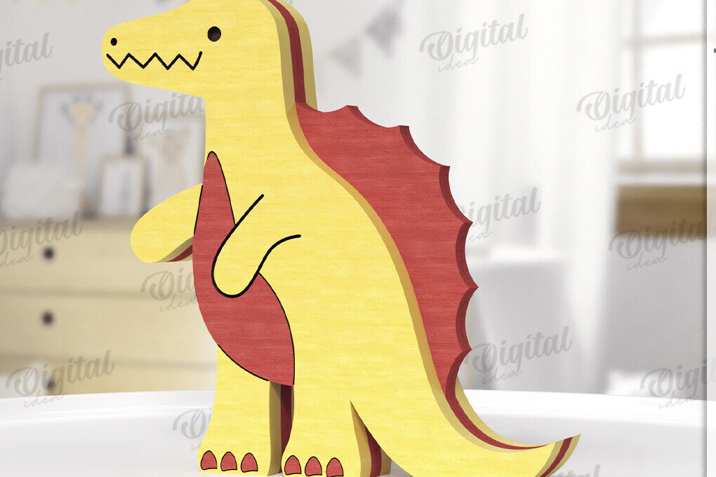 Intra απο ξύλο plywood  Χρώμα wenge 3mm-4mm πάχος - Αστεία Dino Shelf Sitter Δίασταση 30x20 cm INTRAFABR-123814140