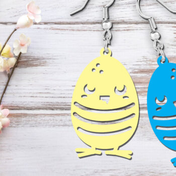 Intra απο ξύλο plywood  Χρώμα wenge 3mm-4mm πάχος - Αστεία πασχαλινά σκουλαρίκια με λέιζερ κοπής Δίασταση 900x900 cm INTRAFABR-120886496 - Image 4