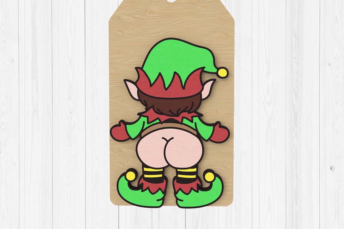 Intra απο ξύλο plywood  Χρώμα wenge 3mm-4mm πάχος - Αστεία Elf Butt Tag Δίασταση 30x20 cm INTRAFABR-120886513