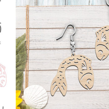 Intra απο ξύλο plywood  Χρώμα wenge 3mm-4mm πάχος - Αστεία Fish Beach Earrings κοπής με λέιζερ Δίασταση 900x900 cm INTRAFABR-120886361 - Image 1