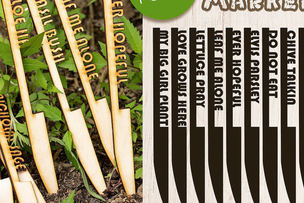 Intra απο ξύλο plywood  Χρώμα wenge 3mm-4mm πάχος - Funny Garden Markers , κοπής με λέιζερ Δίασταση 7x0 cm INTRAFABR-123812737