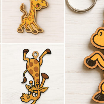 Intra απο ξύλο plywood Χρώμα wenge 3mm-4mm πάχος - Αστεία μπρελόκ Giraffe Bundle Δίασταση 4x4 cm INTRAFABR-121593989 - Image 1