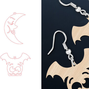 Intra απο ξύλο plywood  Χρώμα wenge 3mm-4mm πάχος - Αστεία αποκριάτικα σκουλαρίκια κομμένα αρχεία με λέιζερ Δίασταση 900x900 cm INTRAFABR-104369700 - Image 2