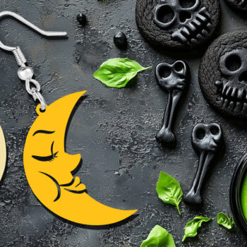 Intra απο ξύλο plywood  Χρώμα wenge 3mm-4mm πάχος - Αστεία αποκριάτικα σκουλαρίκια κομμένα αρχεία με λέιζερ Δίασταση 900x900 cm INTRAFABR-104369700 - Image 3