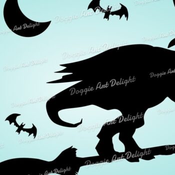 Intra απο ξύλο plywood  Χρώμα wenge 3mm-4mm πάχος - Αστείο Halloween T-Rex στο Witch Broom Δίασταση 15x15 cm INTRAFABR-123150976 - Image 1