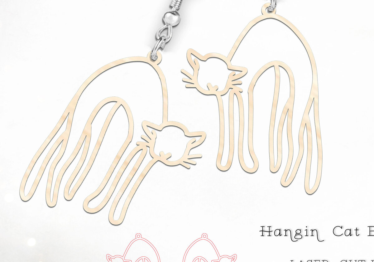 Intra απο ξύλο plywood  Χρώμα wenge 3mm-4mm πάχος - Αστεία κρεμαστά σκουλαρίκια γάτας με Δίασταση 900x900 cm INTRAFABR-97078914