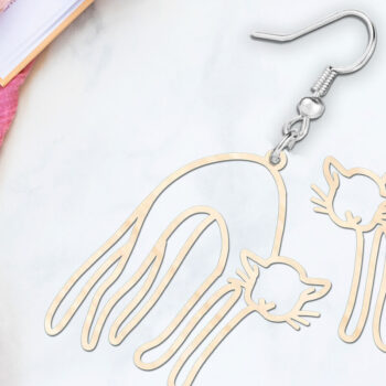 Intra απο ξύλο plywood  Χρώμα wenge 3mm-4mm πάχος - Αστεία κρεμαστά σκουλαρίκια γάτας με Δίασταση 900x900 cm INTRAFABR-97078914 - Image 2