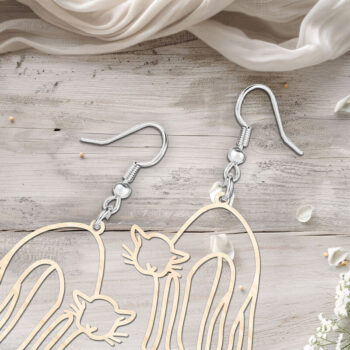 Intra απο ξύλο plywood  Χρώμα wenge 3mm-4mm πάχος - Αστεία κρεμαστά σκουλαρίκια γάτας με Δίασταση 900x900 cm INTRAFABR-97078914 - Image 3