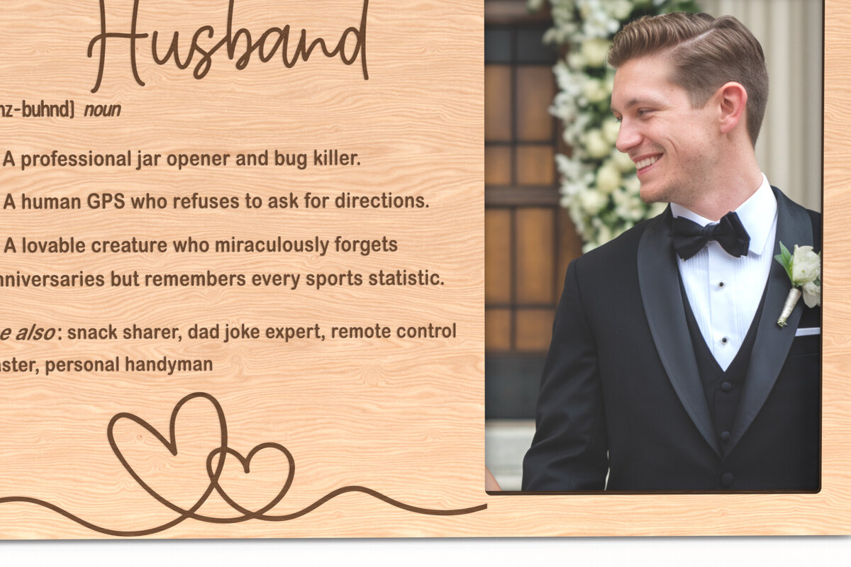 Intra απο ξύλο plywood  Χρώμα wenge 3mm-4mm πάχος - Αστεία κορνίζα σύζυγος ορισμού Δίασταση 20x25 cm INTRAFABR-122184313