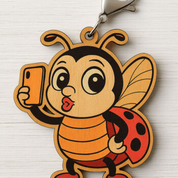 Intra απο ξύλο plywood  Χρώμα wenge 3mm-4mm πάχος - Αστεία Μπρελόκ Πασχαλίτσα Δίασταση 4x4 cm INTRAFABR-123674052 - Image 2