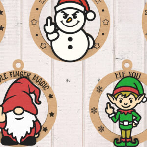 Intra απο ξύλο plywood  Χρώμα wenge 3mm-4mm πάχος - Αστεία χριστουγεννιάτικη δέσμη με μεσαίο δάχτυλο Δίασταση 30x20 cm INTRAFABR-32854052