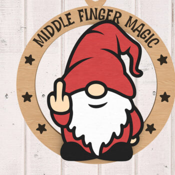 Intra απο ξύλο plywood  Χρώμα wenge 3mm-4mm πάχος - Αστεία χριστουγεννιάτικη δέσμη με μεσαίο δάχτυλο Δίασταση 30x20 cm INTRAFABR-32854052 - Image 4