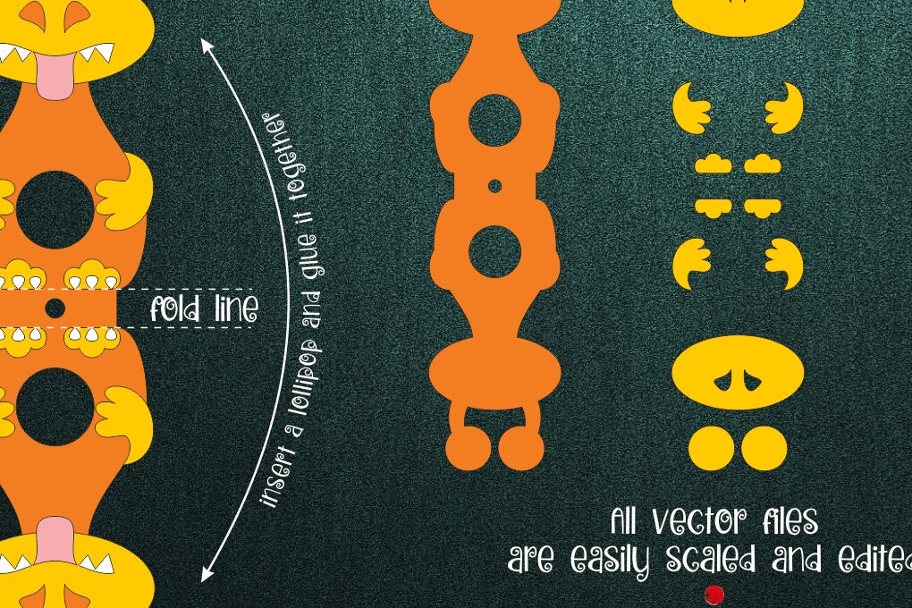 Intra απο ξύλο plywood  Χρώμα wenge 3mm-4mm πάχος - Αστεία τέρατα | Πακέτο για Lollipop Holders Δίασταση 30x20 cm INTRAFABR-91195191