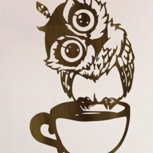 Intra απο ξύλο plywood  Χρώμα wenge 3mm-4mm πάχος - Αστεία κουκουβάγια σε Κύπελλο Art Wall Art Δίασταση 40x50 cm INTRAFABR-70088791