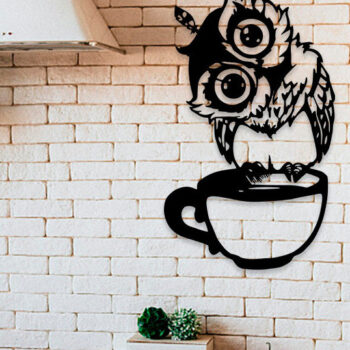 Intra απο ξύλο plywood  Χρώμα wenge 3mm-4mm πάχος - Αστεία κουκουβάγια σε Κύπελλο Art Wall Art Δίασταση 40x50 cm INTRAFABR-70088791 - Image 2