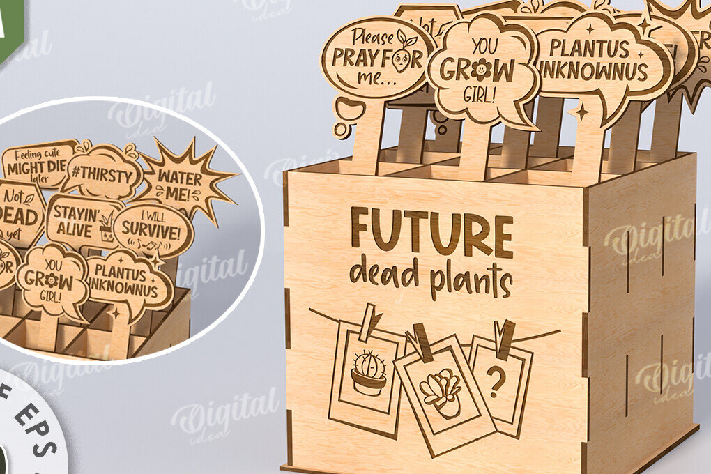 Intra απο ξύλο plywood  Χρώμα wenge 3mm-4mm πάχος - Αστεία φυτά μαρκαδόροι με κουτί Δίασταση 30x20 cm INTRAFABR-70089153