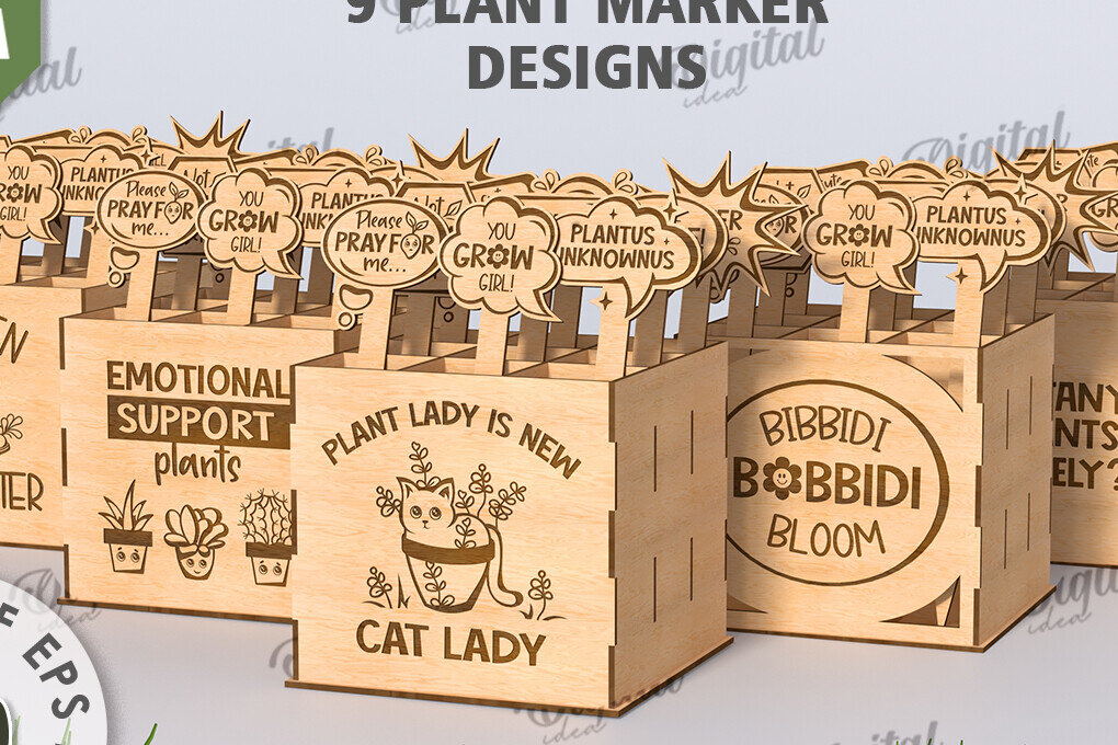 Intra απο ξύλο plywood  Χρώμα wenge 3mm-4mm πάχος - Αστεία φυτά μαρκαδόροι με κουτί Δίασταση 30x20 cm INTRAFABR-70091073