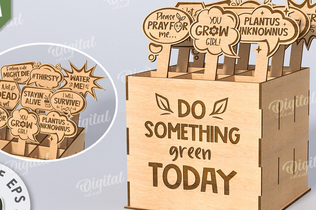 Intra απο ξύλο plywood  Χρώμα wenge 3mm-4mm πάχος - Αστεία φυτά μαρκαδόροι με κουτί Δίασταση 30x20 cm INTRAFABR-70091173