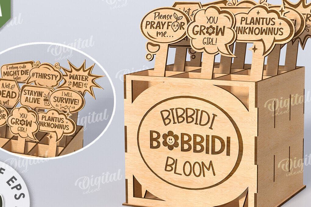 Intra απο ξύλο plywood  Χρώμα wenge 3mm-4mm πάχος - Αστεία φυτά μαρκαδόροι με κουτί Δίασταση 30x20 cm INTRAFABR-70091319