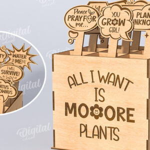 Intra απο ξύλο plywood  Χρώμα wenge 3mm-4mm πάχος - Αστεία φυτά μαρκαδόροι με κουτί Δίασταση 30x20 cm INTRAFABR-70091554