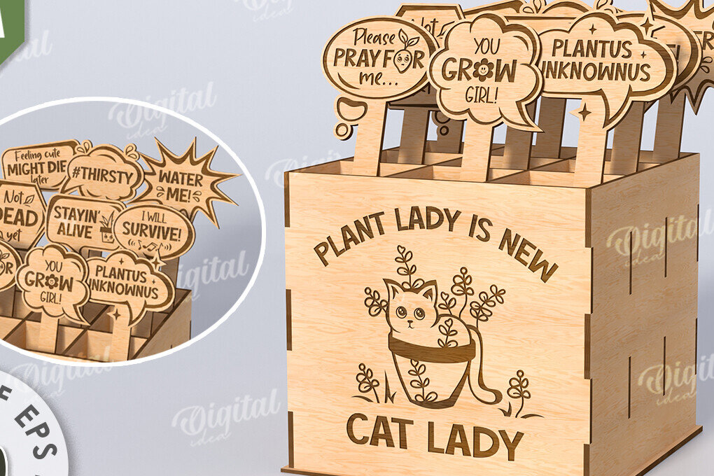 Intra απο ξύλο plywood  Χρώμα wenge 3mm-4mm πάχος - Αστεία φυτά μαρκαδόροι με κουτί Δίασταση 30x20 cm INTRAFABR-70091663