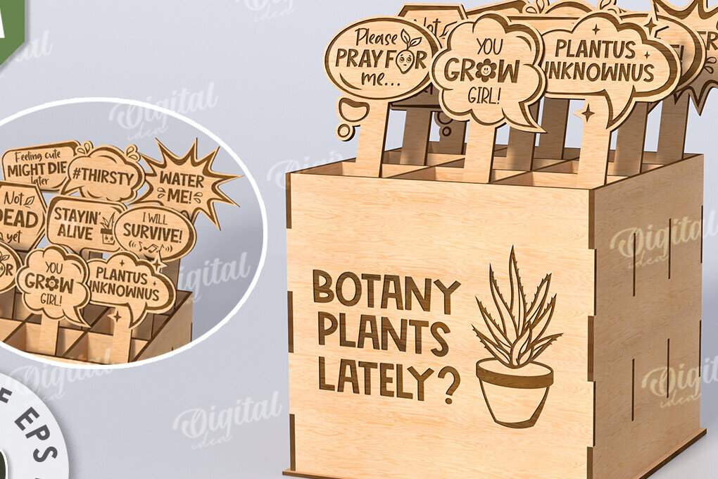 Intra απο ξύλο plywood  Χρώμα wenge 3mm-4mm πάχος - Αστεία φυτά μαρκαδόροι με κουτί Δίασταση 30x20 cm INTRAFABR-70092368